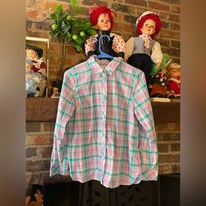 Talbots Pink and Green Plaid Women's Top